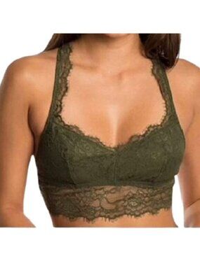 Candie's Juniors Eyelash Lace Bralette, Palm Olive,  X-Large